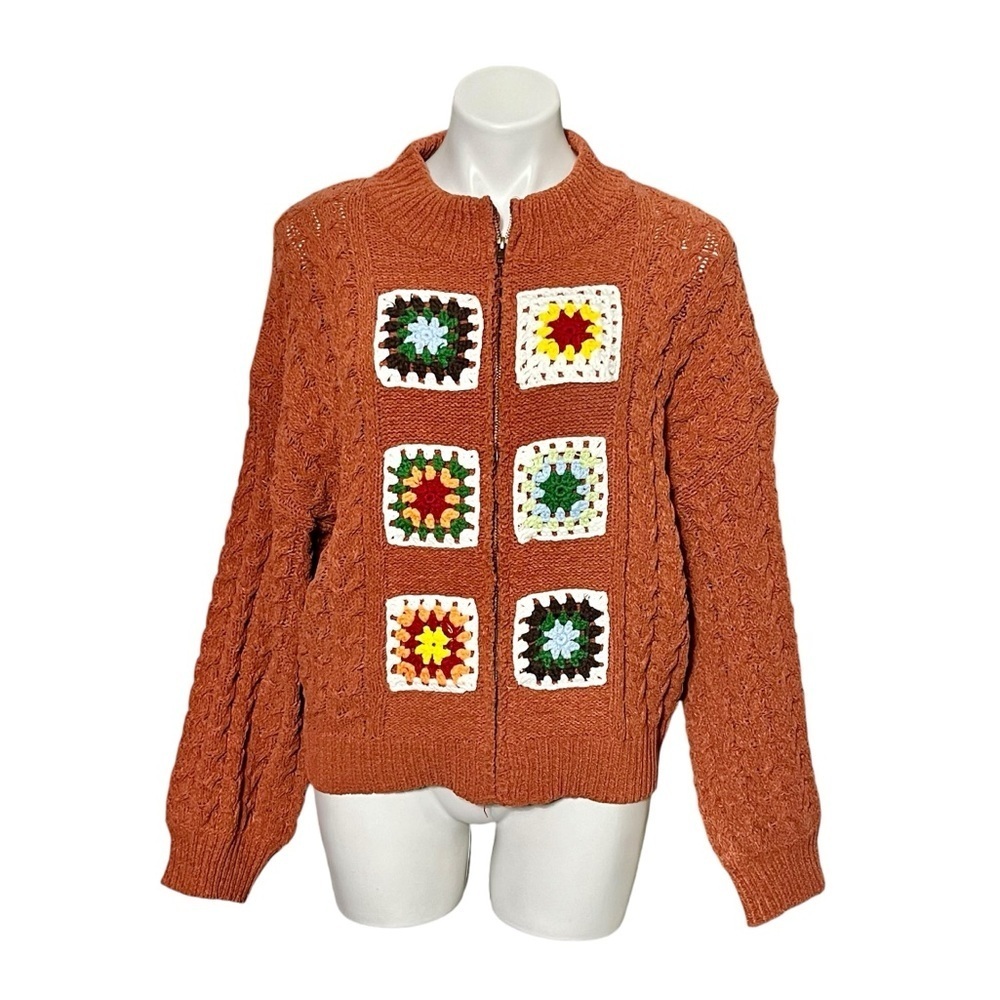 POL Granny Square Cardigan Sweater Size Small